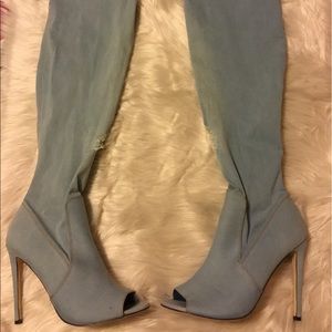Hot Tomato Denim Thigh High Stiletto Boots Size 9.5M